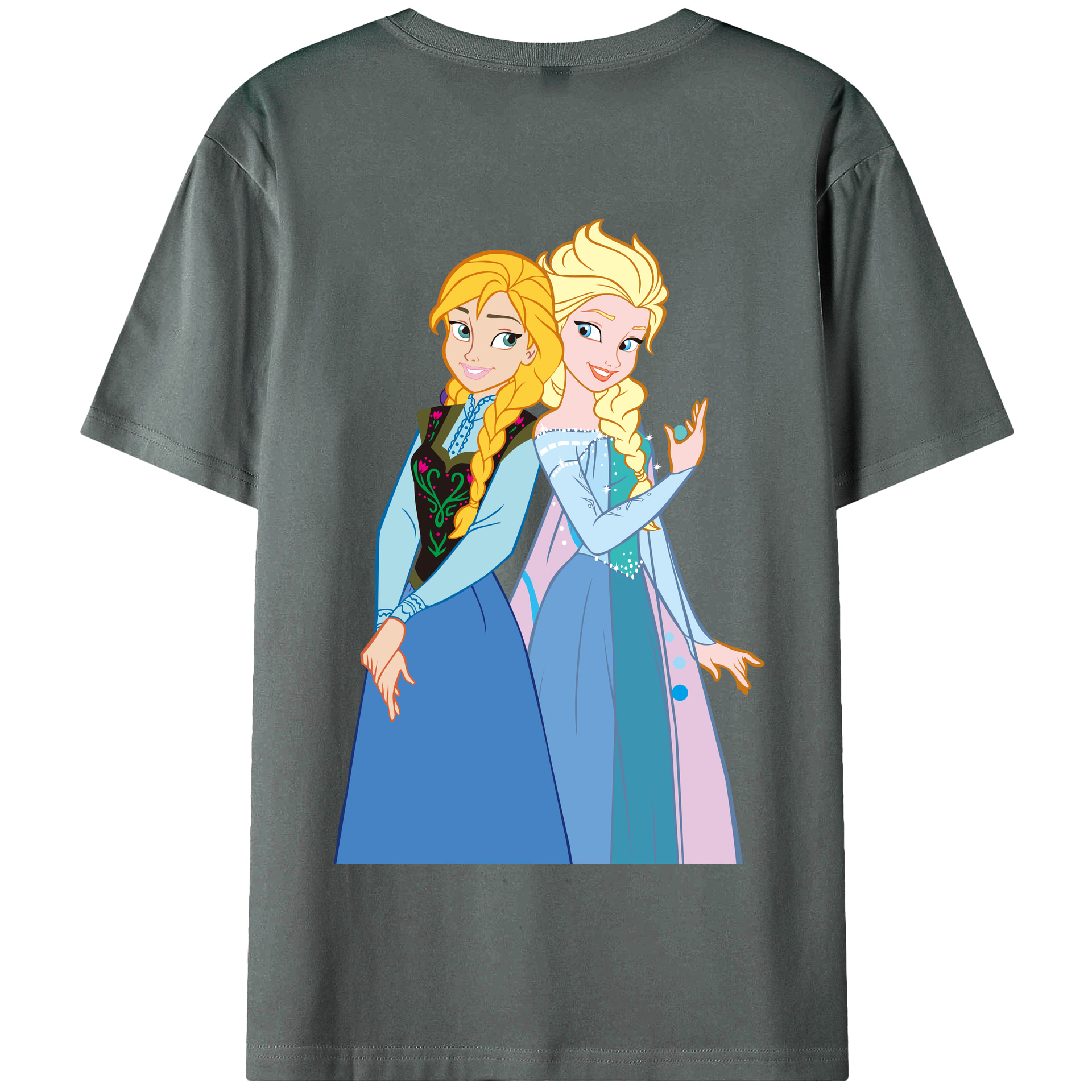 （画像用） アナと雪の女王 アンナ エルサ Frozen Anna Elsa 綿100％半袖Tシャツ（背面プリント）